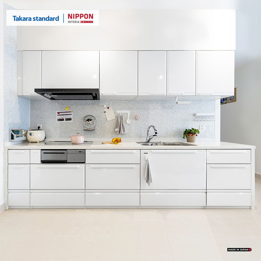 Hệ Tủ Bếp Nhật Bản Cao Cấp Edel Chữ I Màu ESW - Vinhomes Grand Park