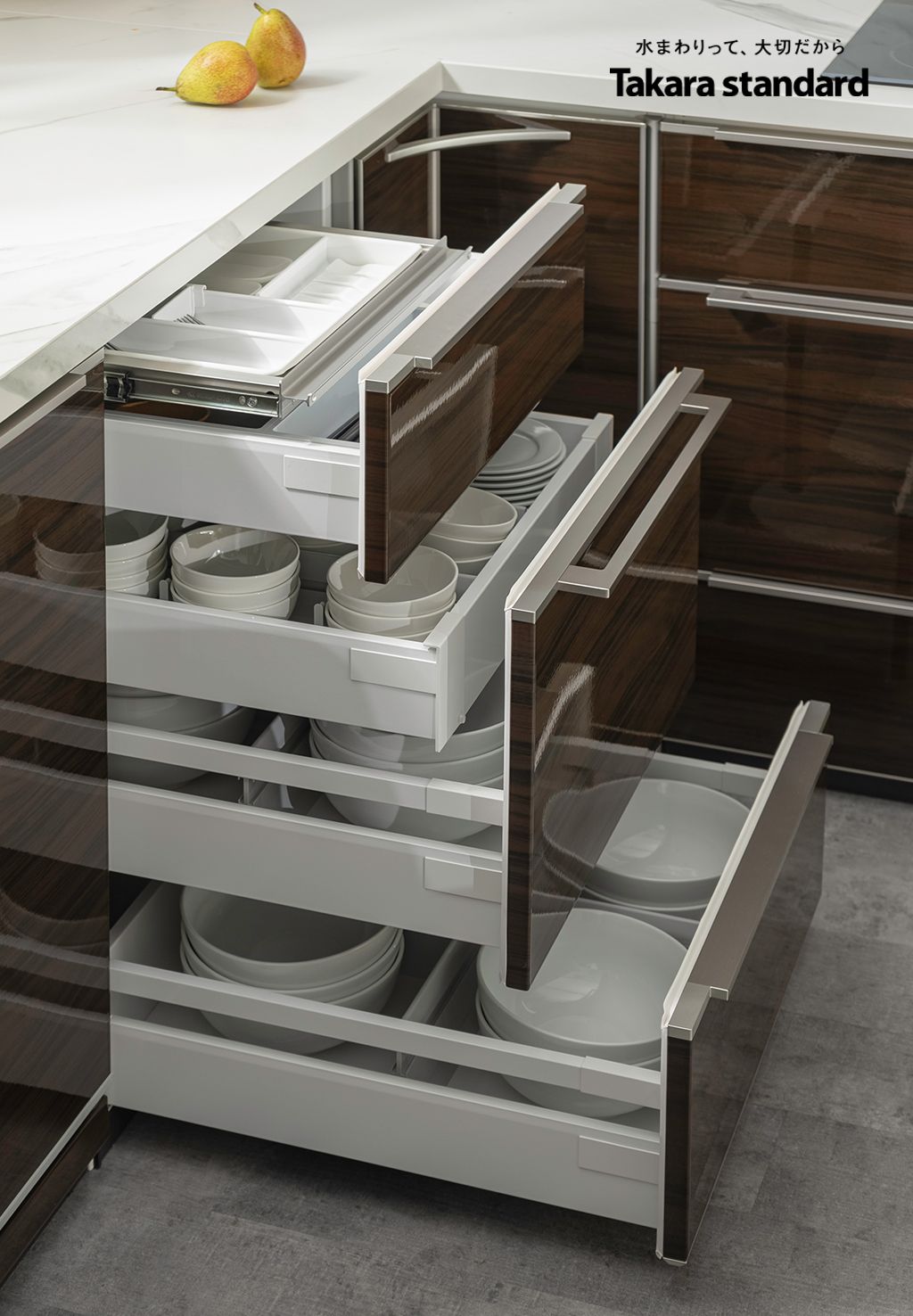 Hệ Tủ Bếp Nhật Bản Cao Cấp Lemure Chữ L Màu LGB - Biệt Thự Quận 7