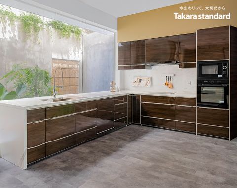 Hệ Tủ Bếp Nhật Bản Cao Cấp Lemure Chữ L Màu LGB - Biệt Thự Quận 7