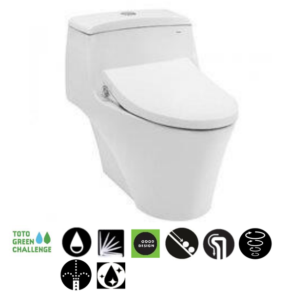 BÀN CẦU 1 KHỐI TOTO KÈM NẮP RỬA CƠ ECOWASHER - CW823RAE4