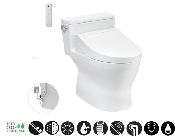 BÀN CẦU 1 KHỐI TOTO KÈM NẮP RỬA ĐIỆN TỬ WASHLET DÒNG C5 - MS188VKW14
