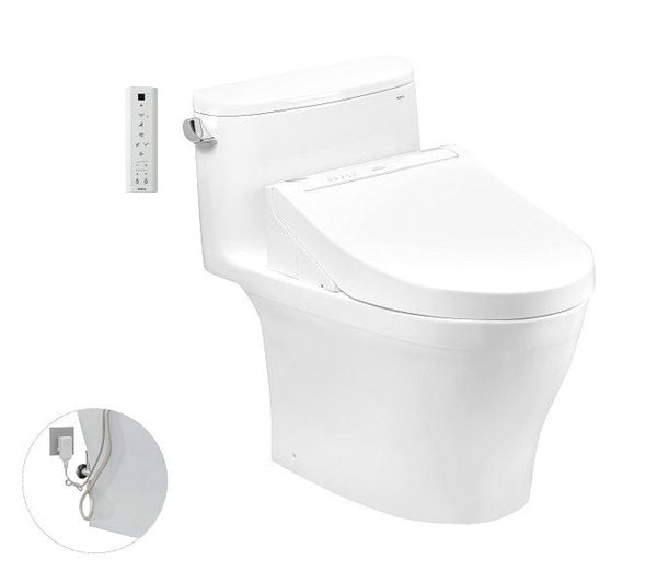 Bàn cầu TOTO một khối kèm nắp rửa điện tử WASHLET dòng C5 - MS887RW14