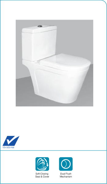 BÀN CẦU 2 KHỐI NẮP ĐÓNG ÊM RIGEL - R-WCS0127S12