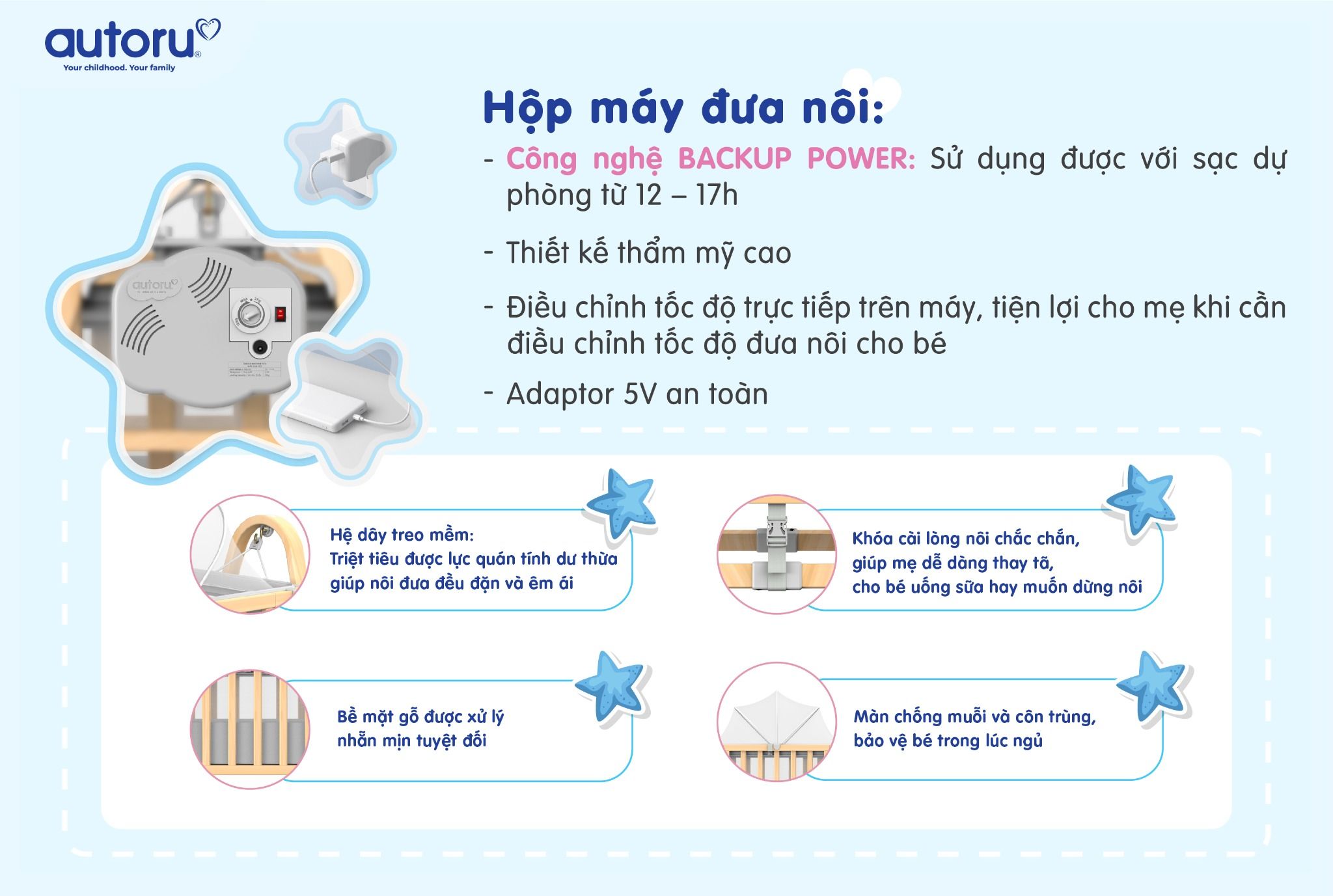 Nôi Gỗ Tự Động E4