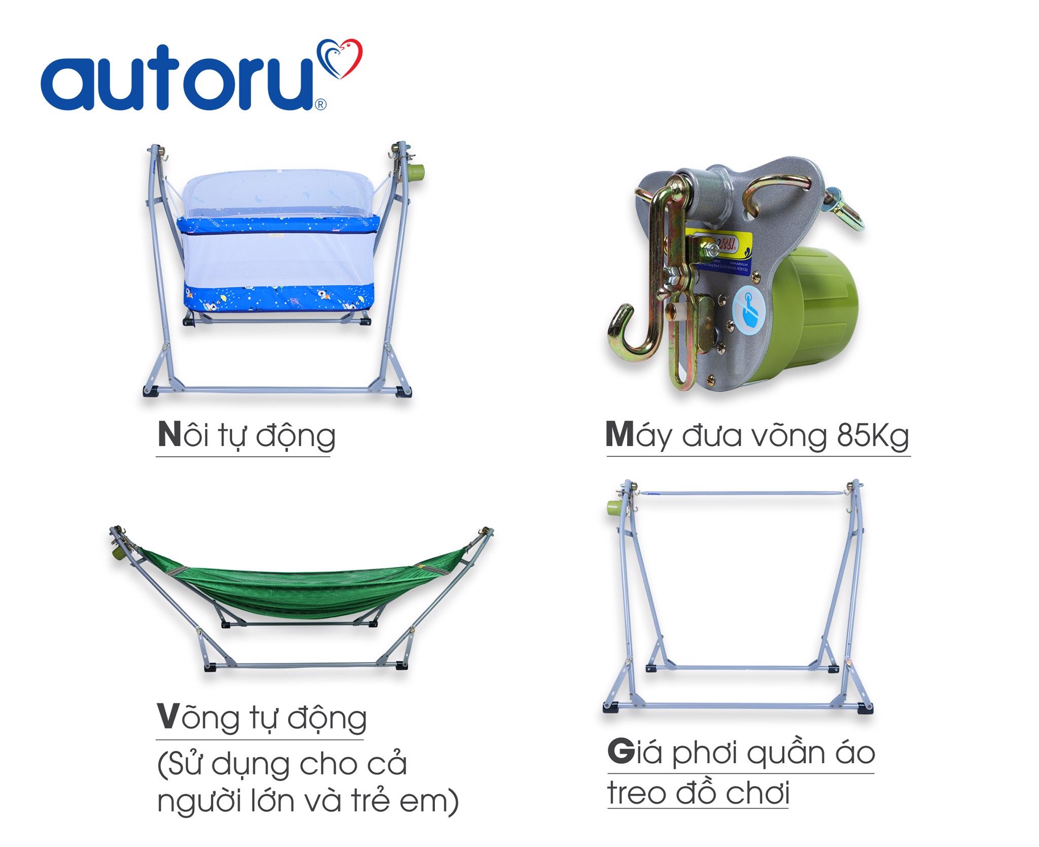 Võng + Nôi tự động cao cấp 4 trong 1