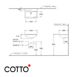  Chậu Lavabo COTTO C00580 treo tường Serves-620K 