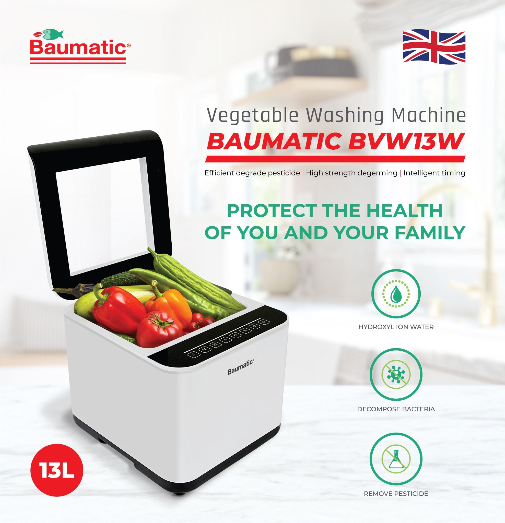  Máy rửa thực phẩm Baumatic - BVW13W 