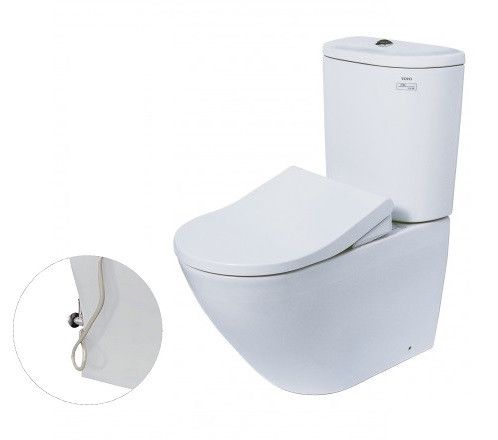TOTO Bàn cầu hai khối, nắp đóng êm kèm vòi rửa nước lạnh TCW09S - CS761DE5XW