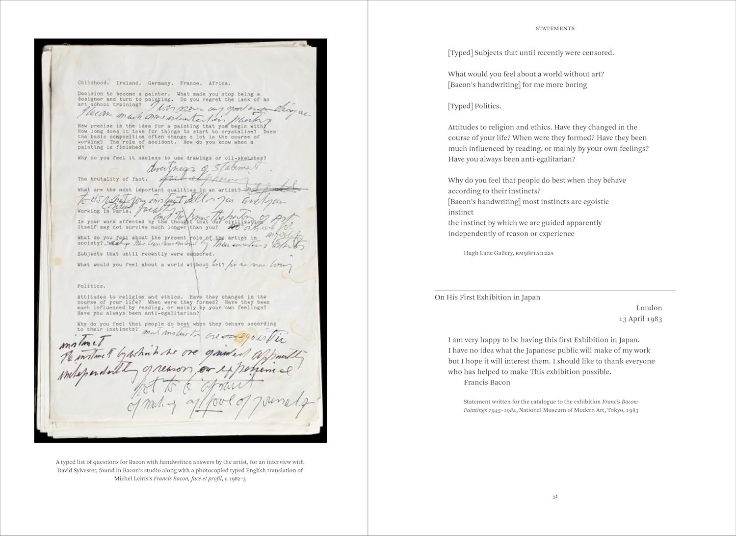Francis Bacon: A Self-Portrait in Words