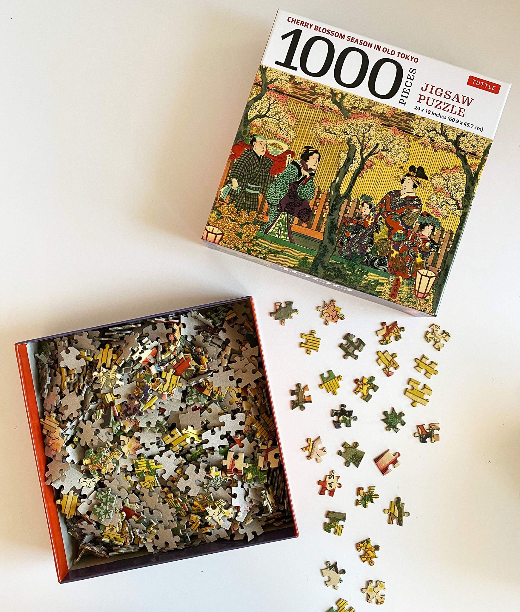 Cherry Blossom Season in Old Tokyo - 1000 Piece Jigsaw Puzzle