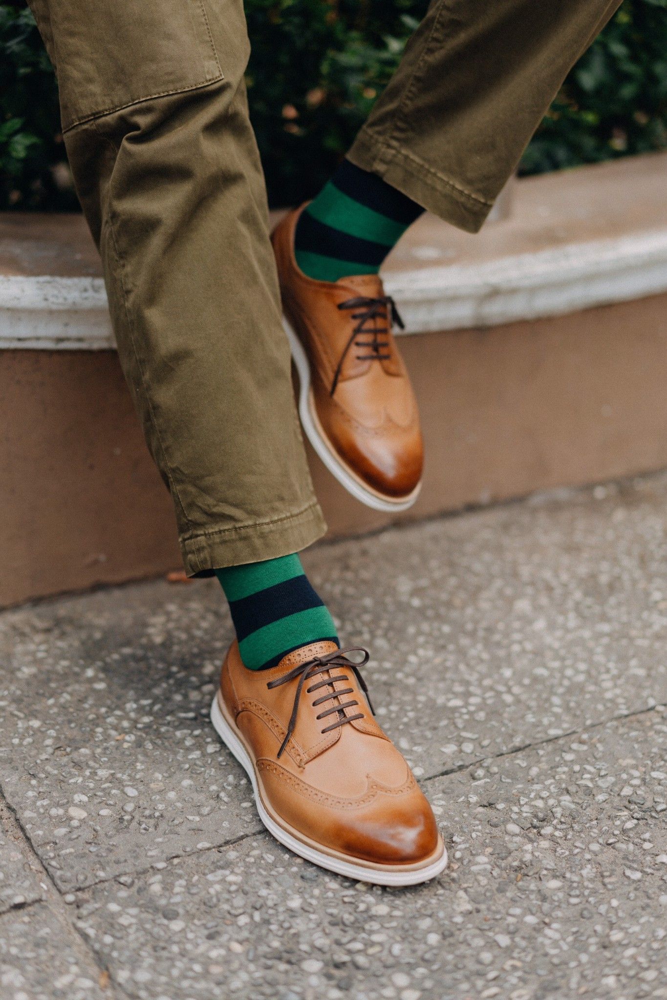 Tất cổ cao Sọc Ngang Ivy - Navy Xanh Lá