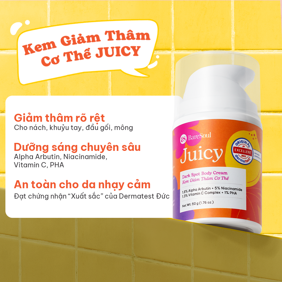 COMBO Peel Glowy 50g, kem dưỡng Juicy 50g giúp làm sáng, giảm thâm mông, nách, bikini, đầu gối, khuỷu tay
