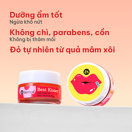 Son dưỡng có màu kiêm má hồng giúp làm hồng môi và má tự nhiên BareSoul Lip Tint & Cheek 10g