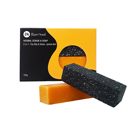 Combo muối tắm Baresoul Free Body & Hair Scrub 300g + Bánh xà phòng Herbal Scrub & Soap giảm mụn và thâm cơ thể 100g +Túi thảo mộc đa năng Mindful Herbal Bag 3x20g