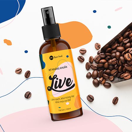 Xịt khử mùi cơ thể và quần áo, làm sạch vệ sinh tay hương cafe sữa BareSoul LIVE sanitizer and mist 100ml