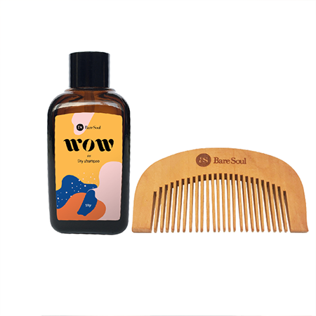 Combo dầu gội khô BareSoul Wow Dry Shampoo 50g + Lược gỗ