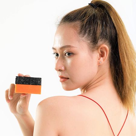 Combo bánh xà phòng giảm mụn BareSoul Herbal Scrub & Soap 100g + Xơ mướp
