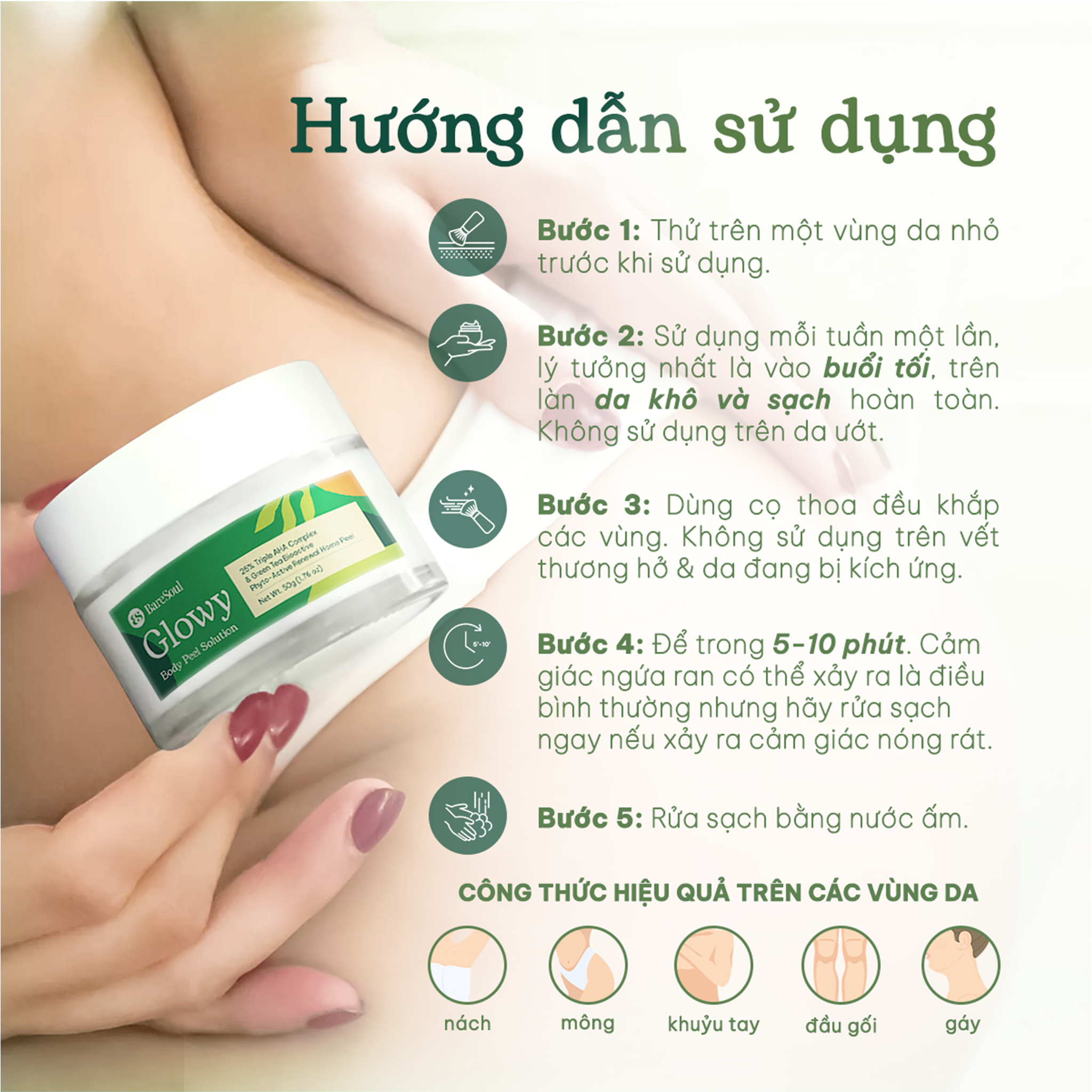 (Công thức mới) Tinh chất tẩy da chết cơ thể Glowy Body Peel Solution 50G