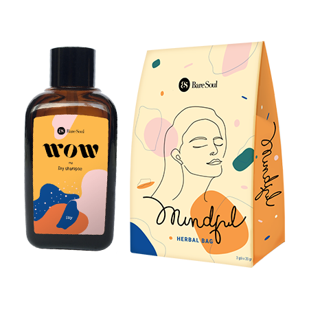 Combo Dầu gội khô BareSoul WOW Dry Shampoo 50g + Túi thảo mộc Mindful Herbal Bag