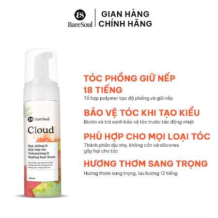 Bọt phồng và giữ nếp tóc BareSoul Cloud Styling Hair Foam 150ml