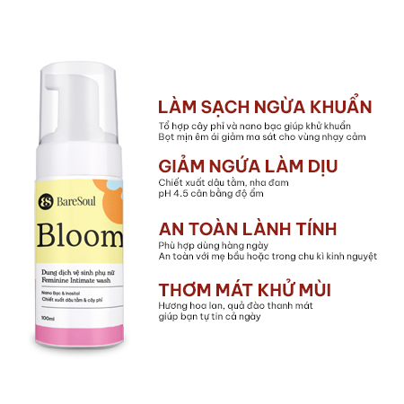 Dung dịch vệ sinh phụ nữ BareSoul BLOOM Feminine Intimate Wash 100ML