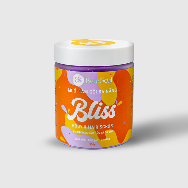 Muối tắm gội tẩy tế bào chết da đầu và cơ thể chứa AHA BareSoul BLISS Body & Hair Scrub 330g