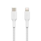  Cáp USB-C to Lightning BOOST CHARGE Belkin vỏ dù, chứng chỉ MFi, sạc nhanh 30W CAA004 