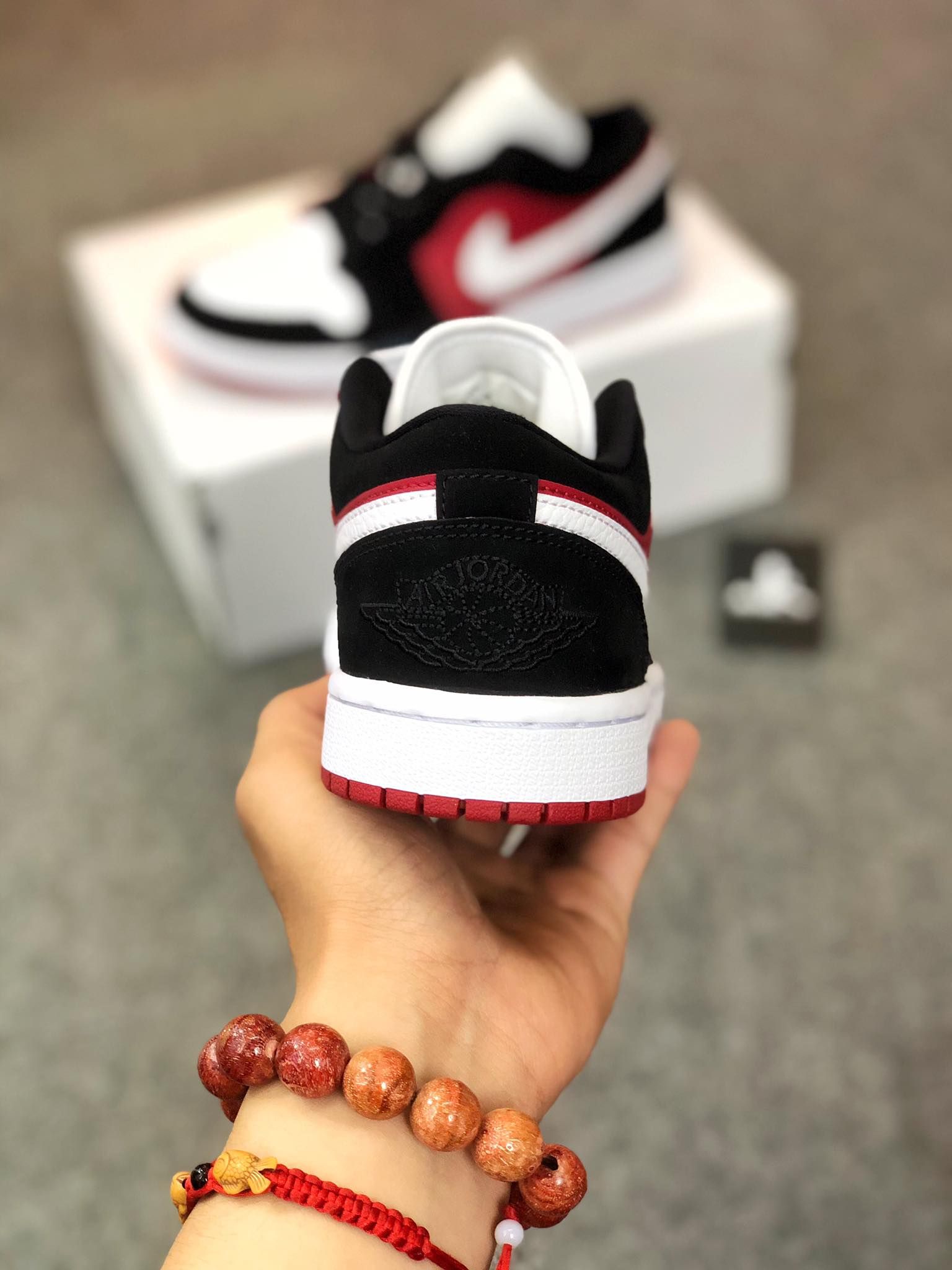 DC0774-016 Jordan 1 Low Black White Gym Red