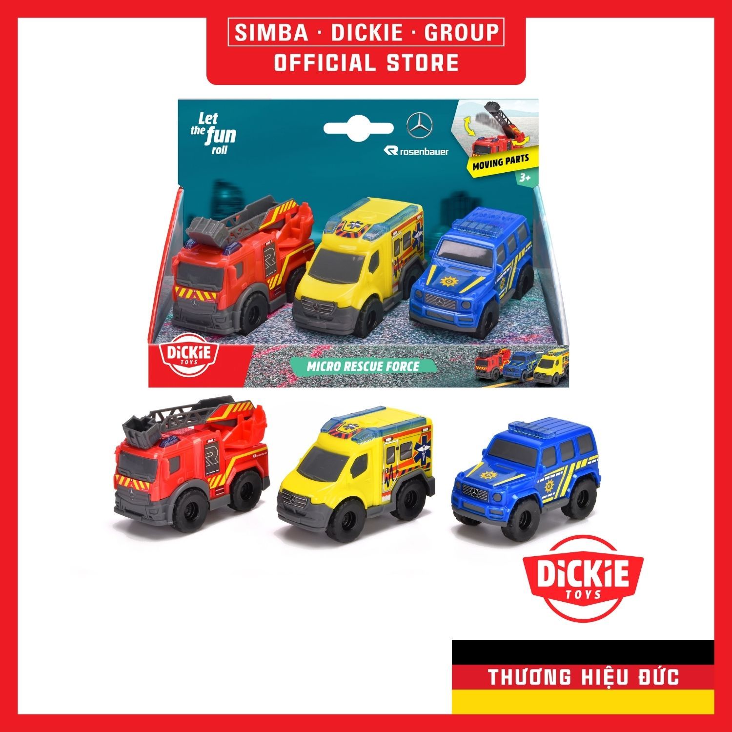 Bộ 3 Đồ Chơi Xe Cứu Hộ DICKIE TOYS Micro Rescue Force 203712029