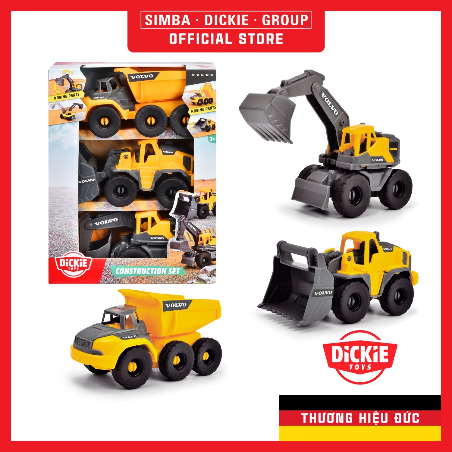 Bộ 3 Đồ Chơi Xe Xây Dựng DICKIE TOYS Volvo Construction Set 203722015