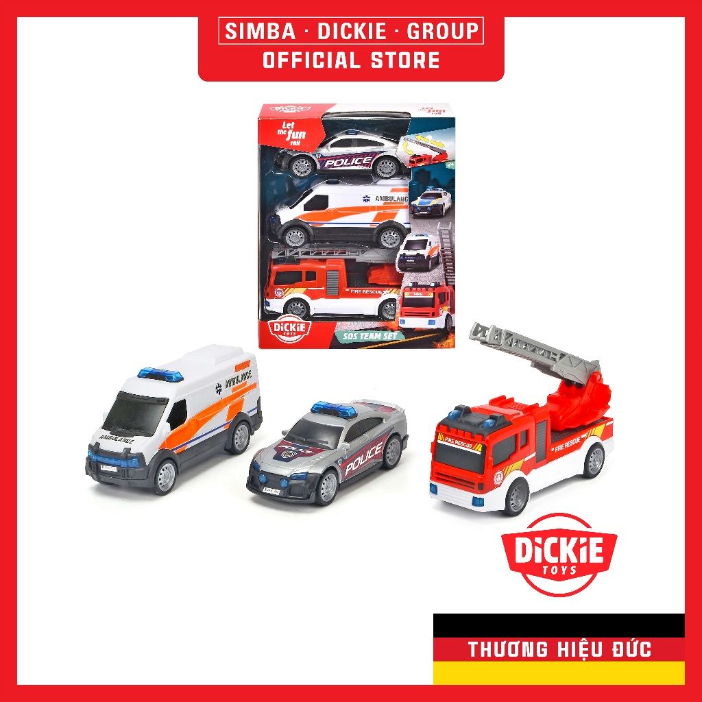 203712015038 Bộ 3 Đồ Chơi Xe Cứu Hộ DICKIE TOYS SOS Team Set