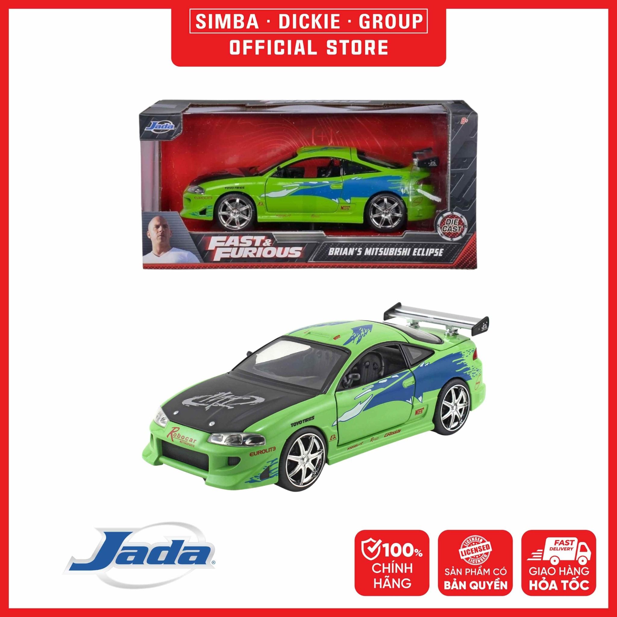 Đồ Chơi Xe Mô Hình JADA TOYS Fast & Furious 1995 Mitsubishi Eclipse 1:24 97603 - Simba Toys Vietnam