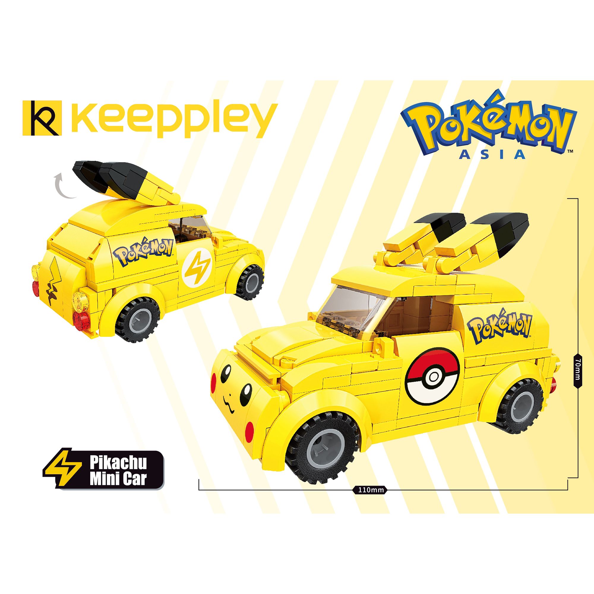 Đồ Chơi Lắp Ráp KEEPPLEY Pokemon Pikachu Mini Car K20205