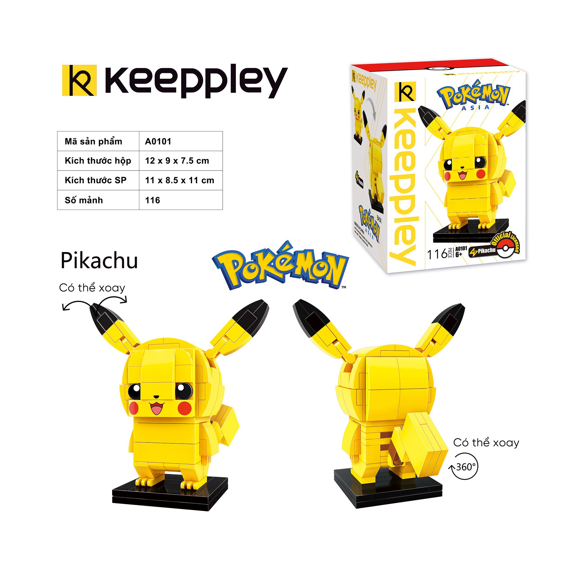 Đồ Chơi Lắp Ráp KEEPPLEY Pokemon Kuppy-Pikachu A0101