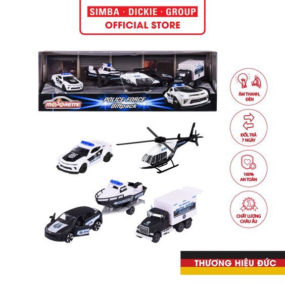 212053188 Xe Mô Hình MAJORETTE Police Force 4 Pieces Giftpack