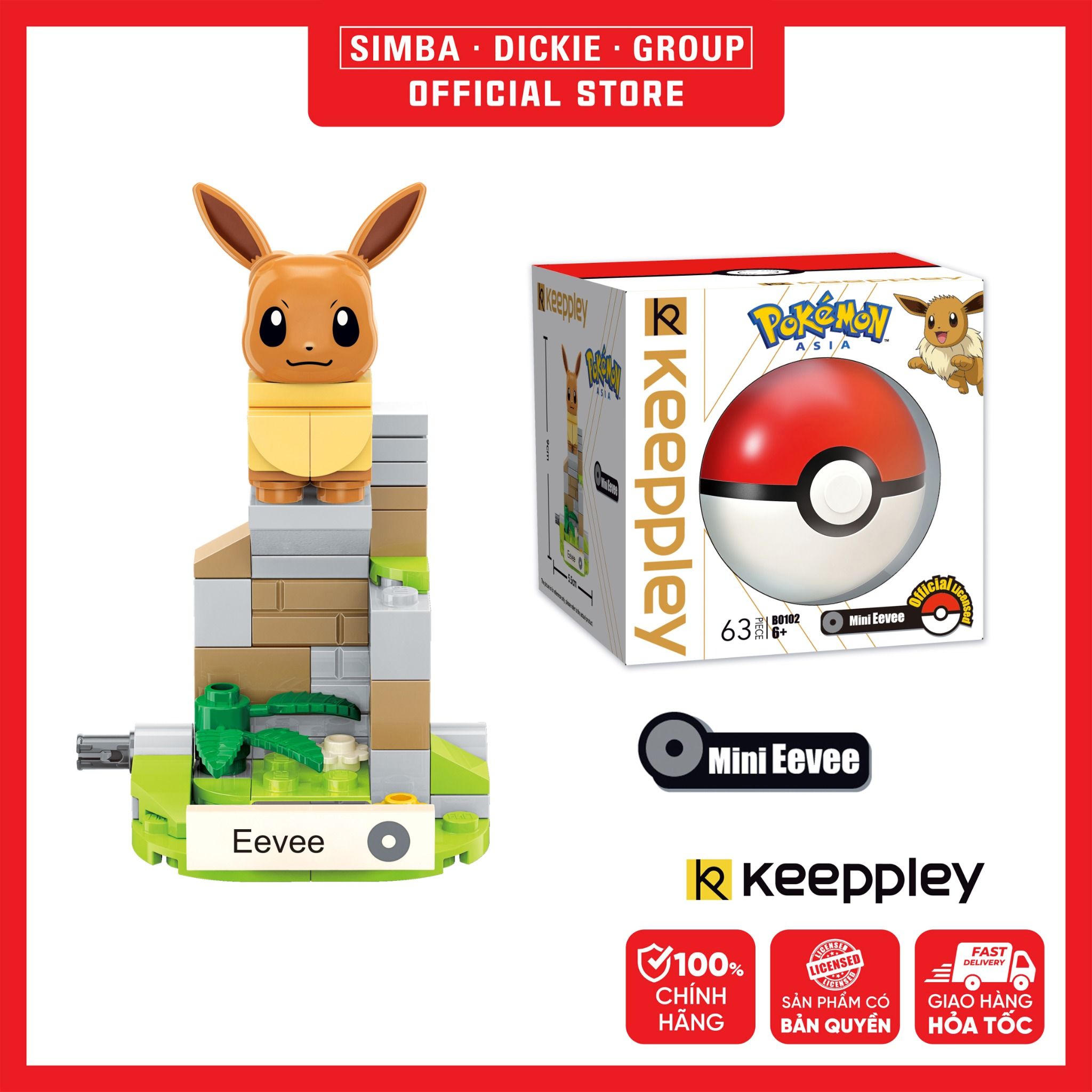 Đồ Chơi Lắp Ráp KEEPPLEY Pokemon Mini Eevee B0102