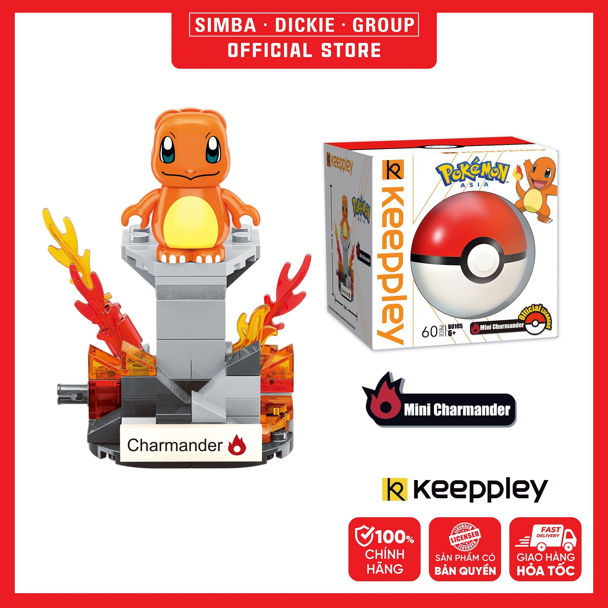 Đồ Chơi Lắp Ráp KEEPPLEY Pokemon Mini Charmander B0105