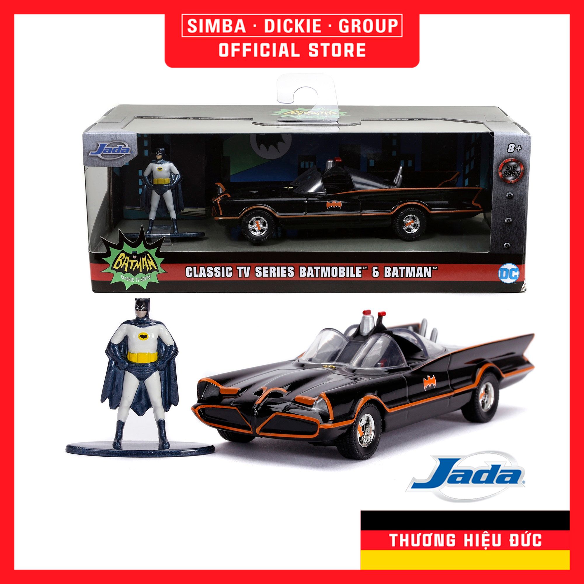 Đồ Chơi Xe Mô Hình JADA TOYS DC Comics Batman 1966 Classic TV Series Batmobile & Batman Figure 1:32 Diecast Toys 31703