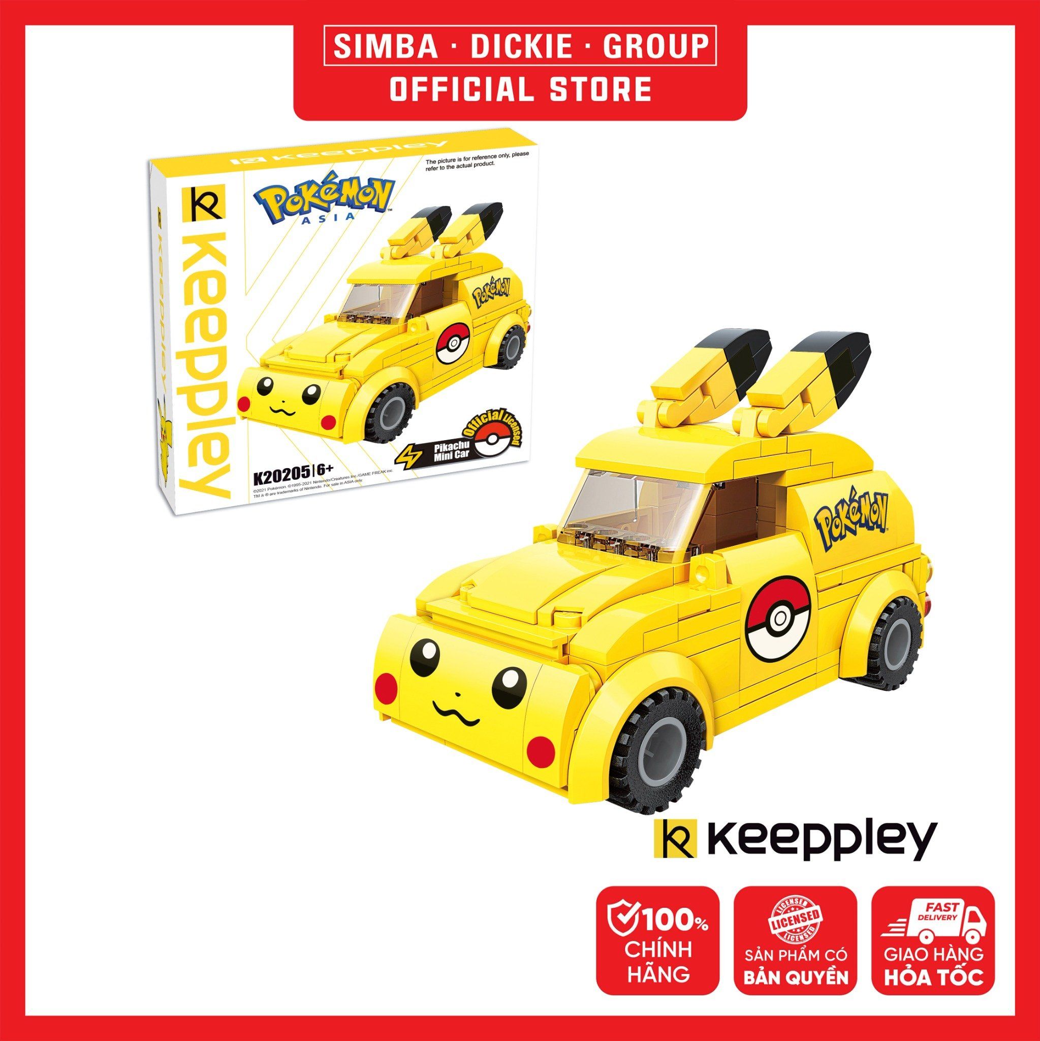 Đồ Chơi Lắp Ráp KEEPPLEY Pokemon Pikachu Mini Car K20205