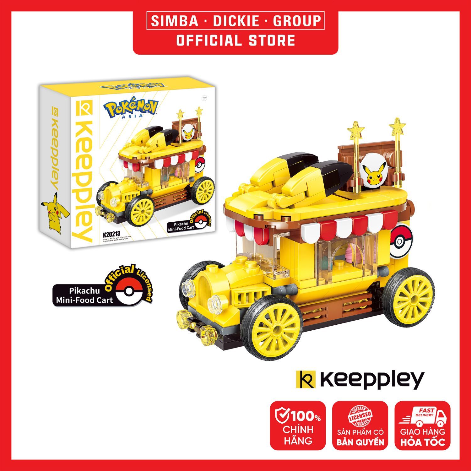 Đồ Chơi Lắp Ráp KEEPPLEY Pokemon Pikachu Mini Food Cart K20213 Building Block