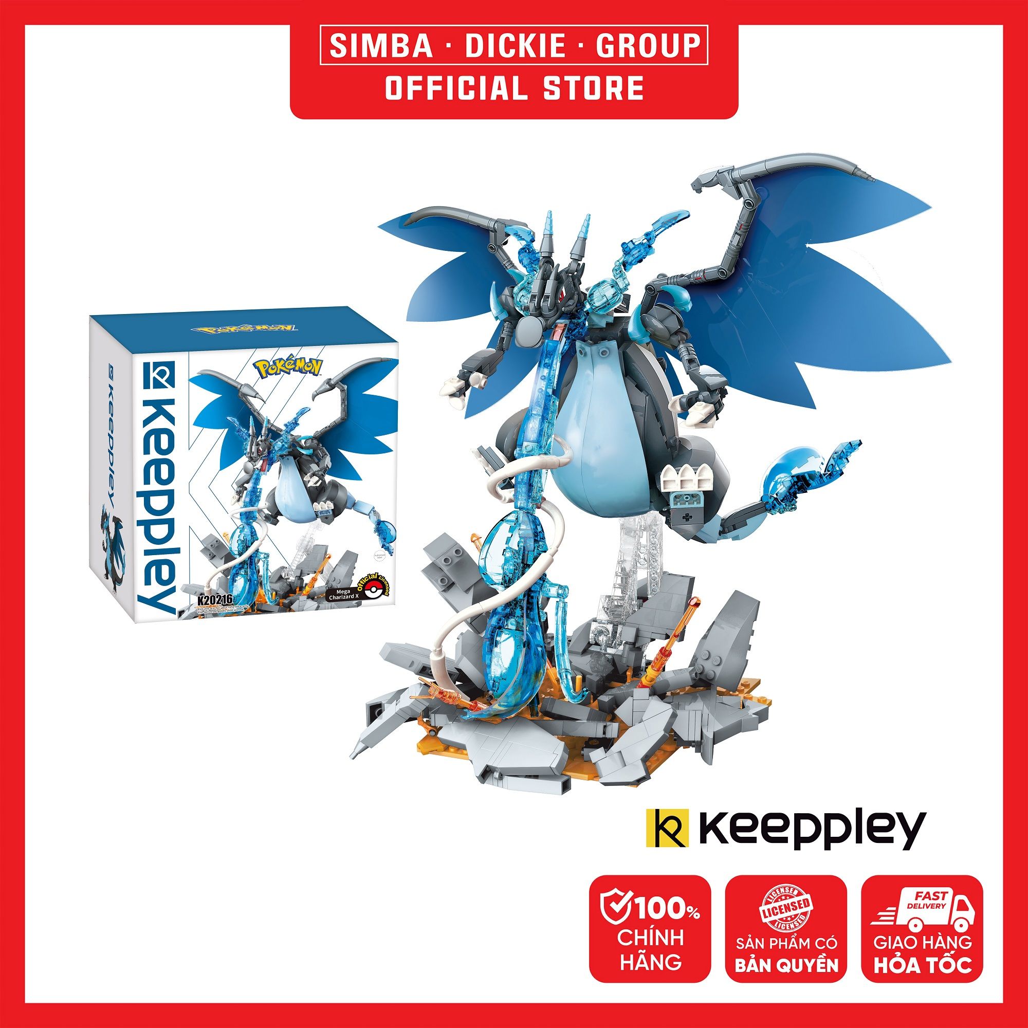 Đồ Chơi Lắp Ráp KEEPPLEY Pokemon Mega Charizard X K20216