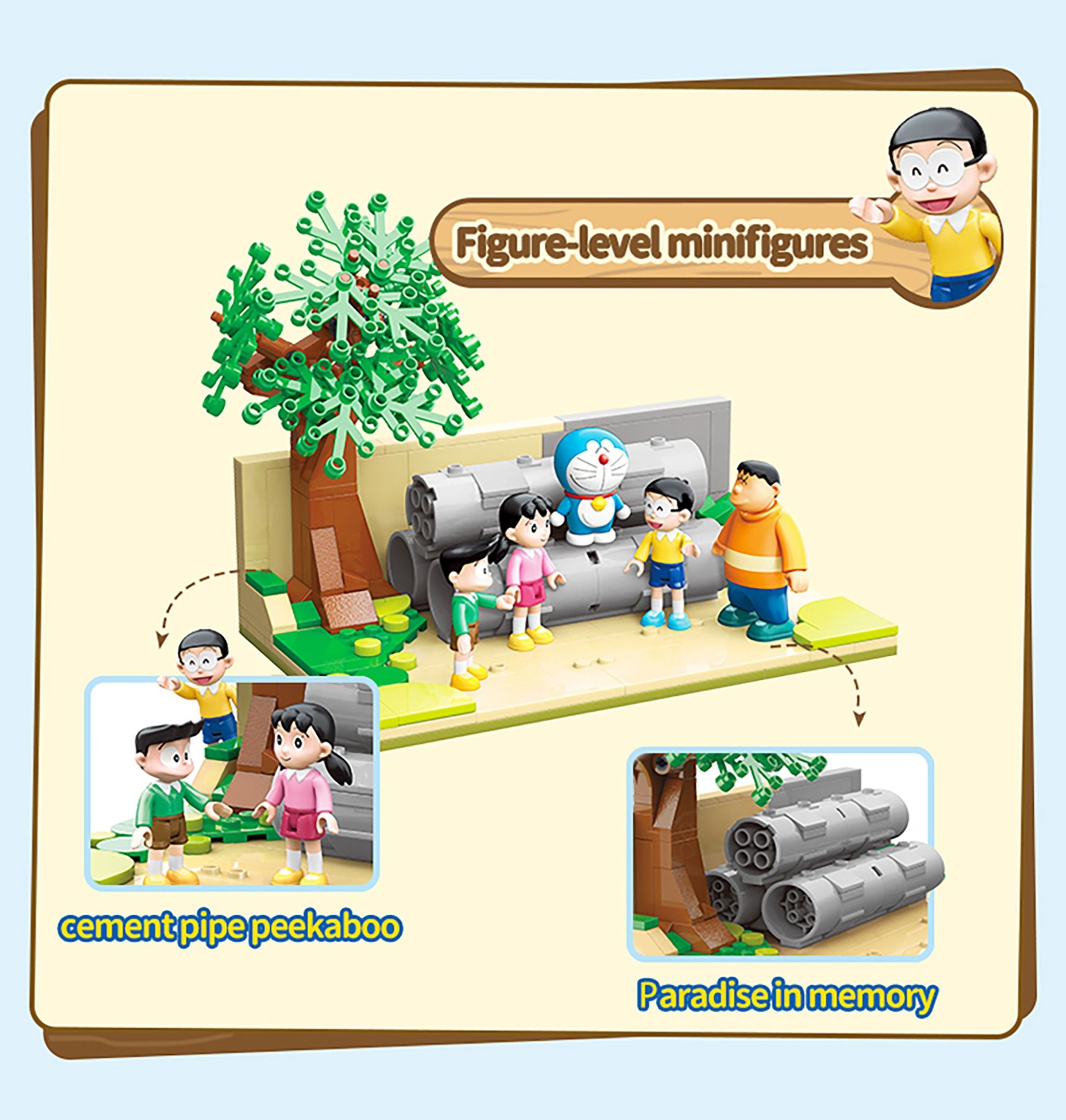 Đồ Chơi Lắp Ráp KEEPPLEY Doraemon Cement Pipe Lot Playground K20409