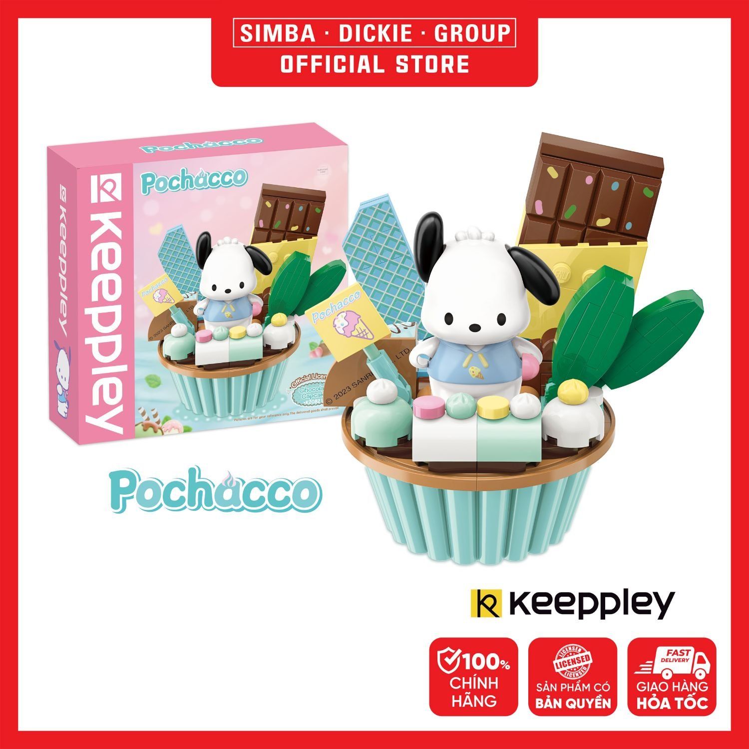 Đồ Chơi Lắp Ráp KEEPPLEY Sanrio Cupcake-Pochacco K20821
