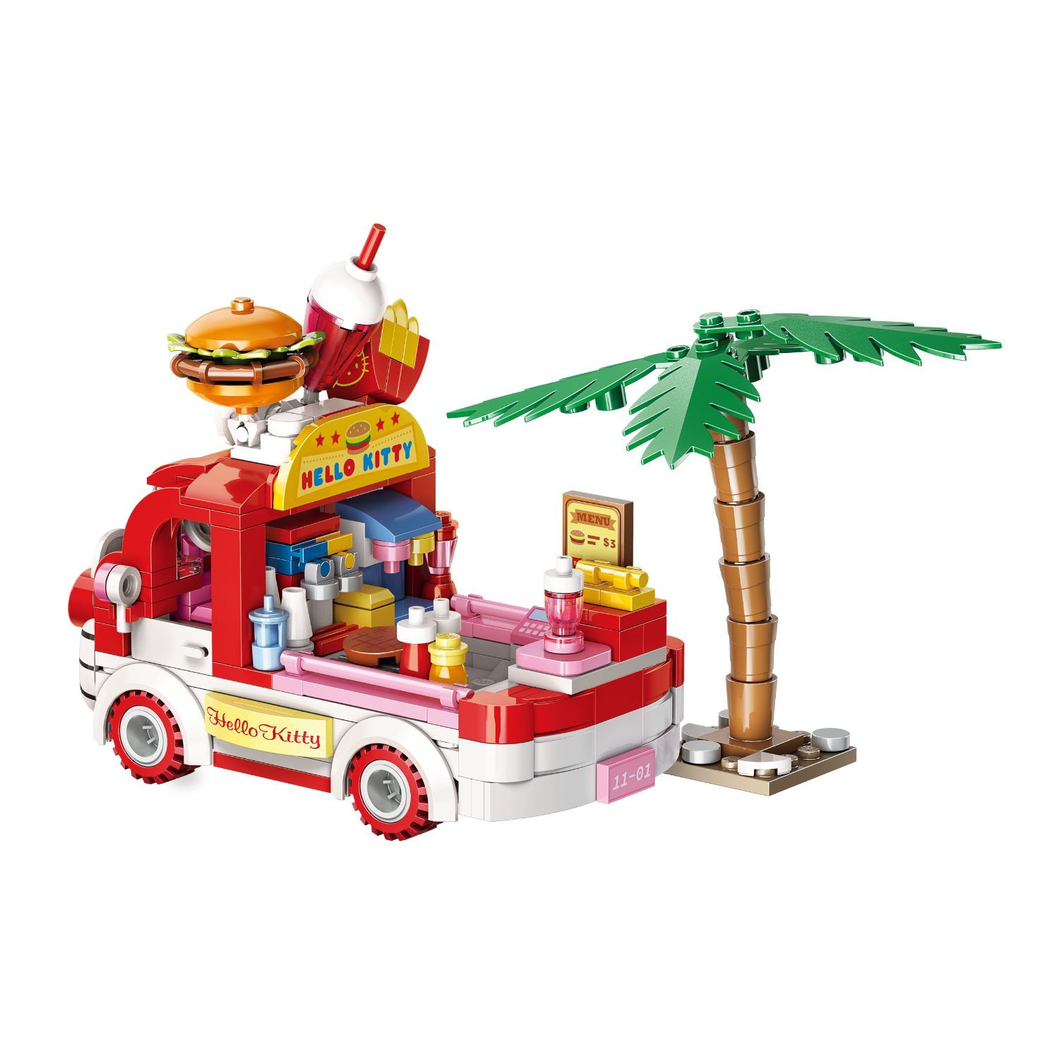 Đồ Chơi Lắp Ráp KEEPPLEY Sanrio Hello Kitty & Pochacco's Fast Street Food Truck Building Blocks K20848