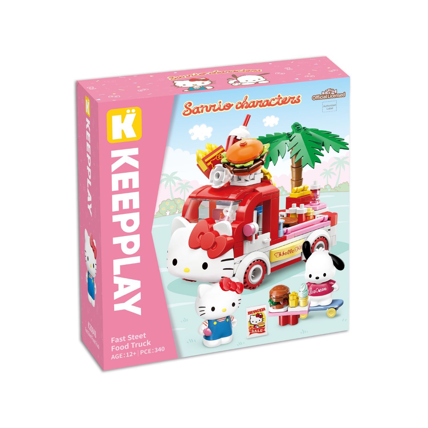 Đồ Chơi Lắp Ráp KEEPPLEY Sanrio Hello Kitty & Pochacco's Fast Street Food Truck Building Blocks K20848