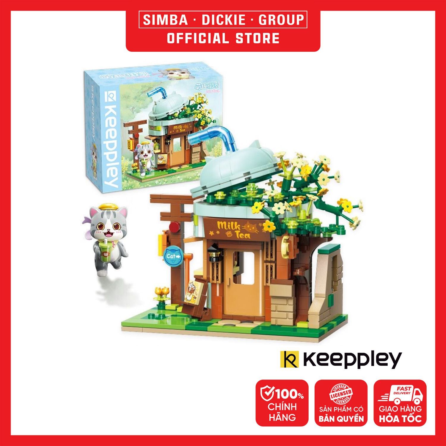 Đồ Chơi Lắp Ráp KEEPPLEY Lovely Street ASH Cat Milk Tea Shop Building Blocks K28007