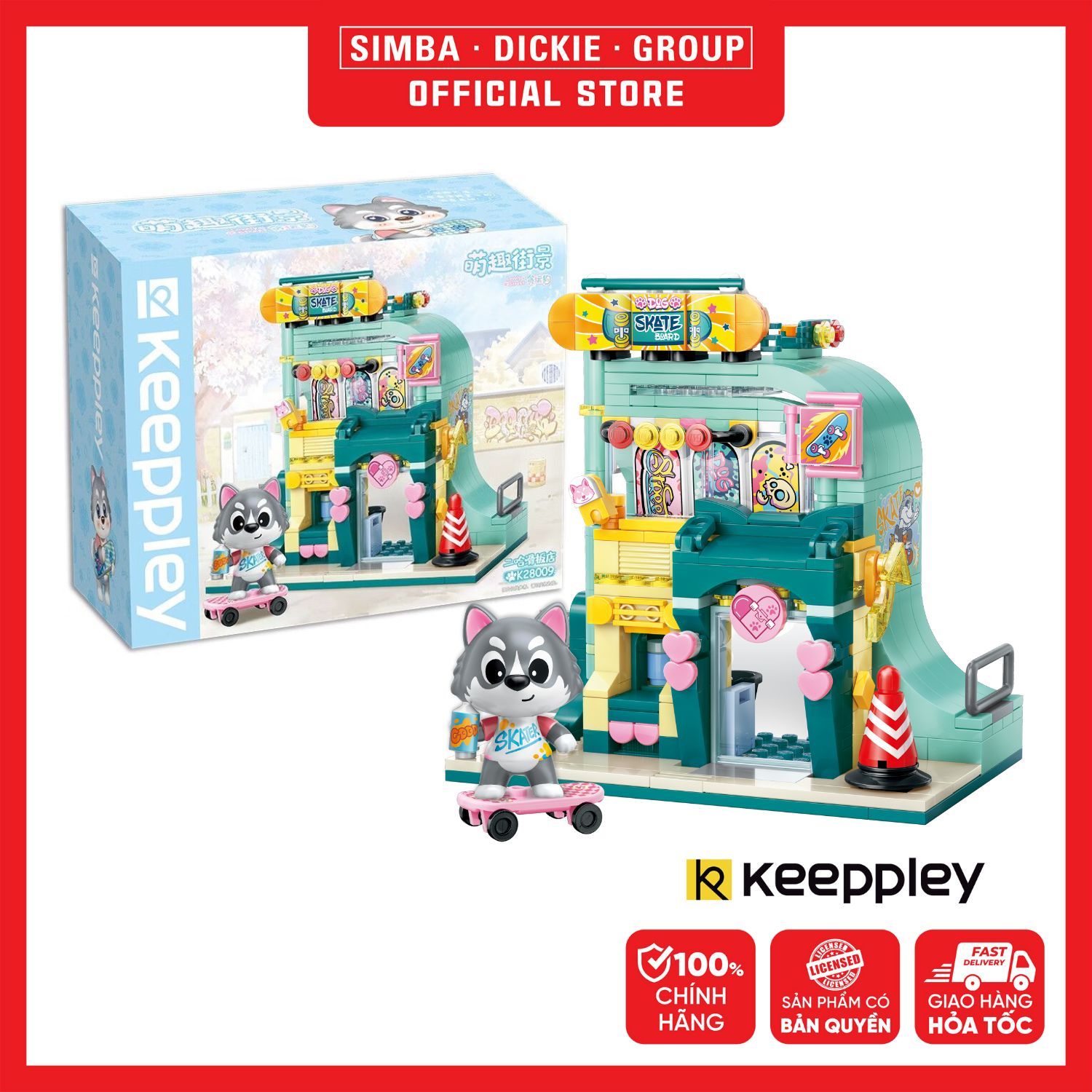 Đồ Chơi Lắp Ráp KEEPPLEY Lovely Street Husky Skate Shop Building Blocks K28009