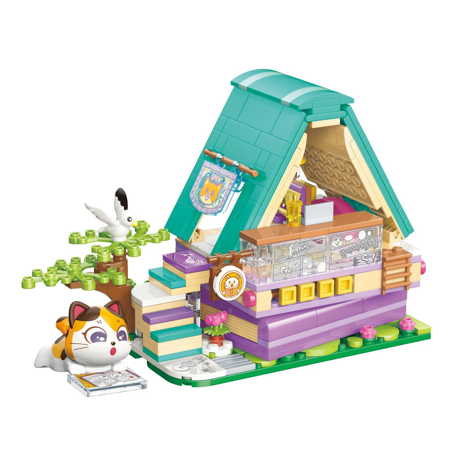 Đồ Chơi Lắp Ráp KEEPPLEY Lovely Street Calico Cat-Comic Book Store Building Blocks K28018