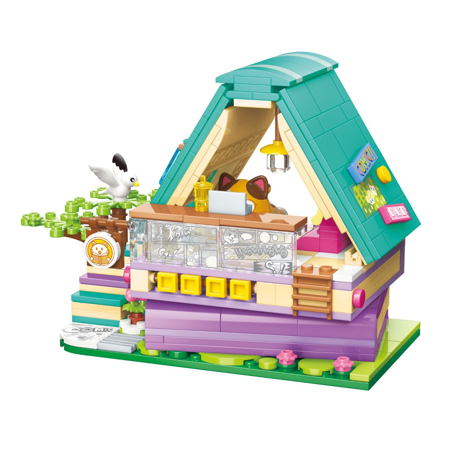 Đồ Chơi Lắp Ráp KEEPPLEY Lovely Street Calico Cat-Comic Book Store Building Blocks K28018