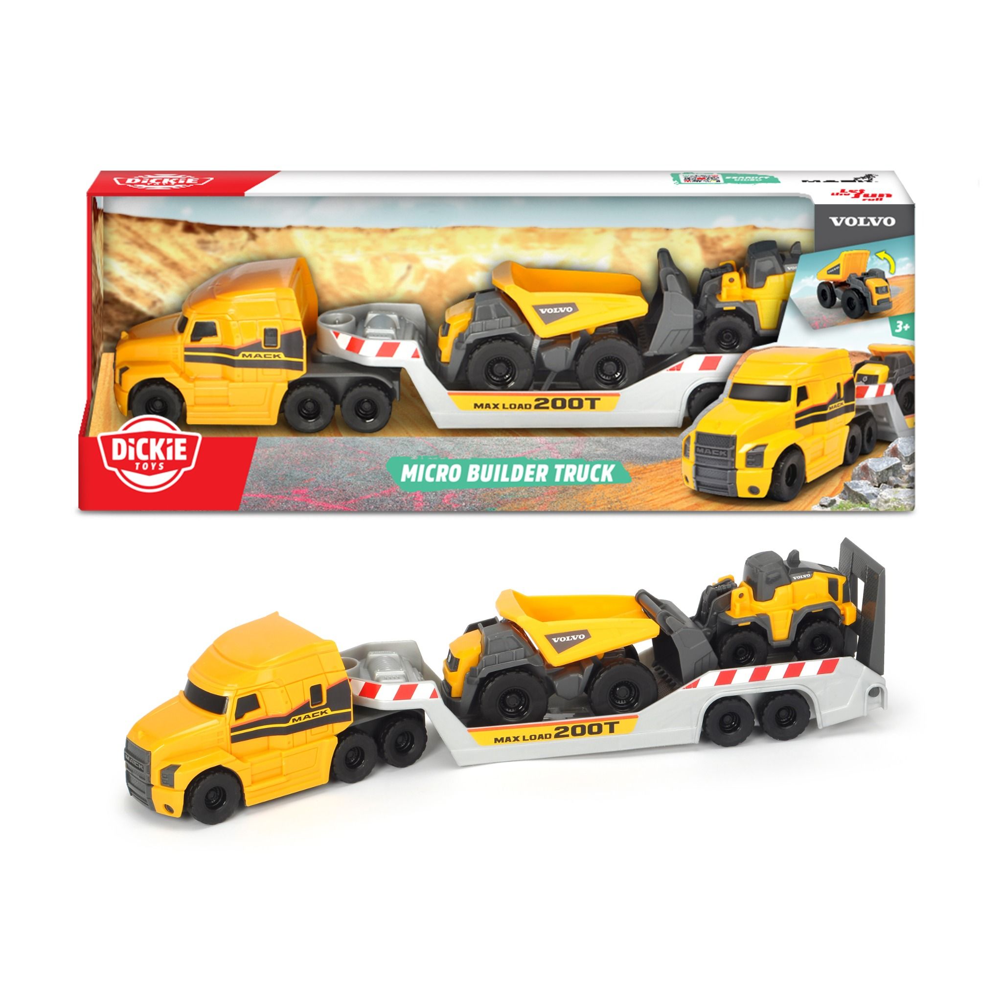203725005 Bộ Đồ Chơi Xe Xây Dựng DICKIE TOYS Mack/Volvo Micro Builder Truck